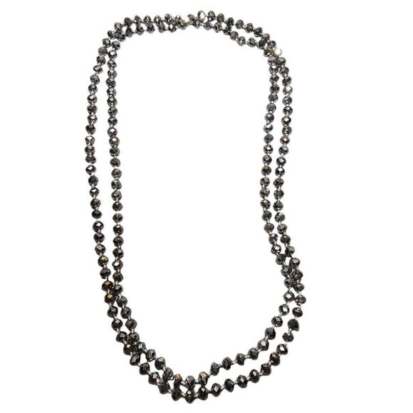 Silver Beaded Long Necklace 28" - Picture 3 of 3